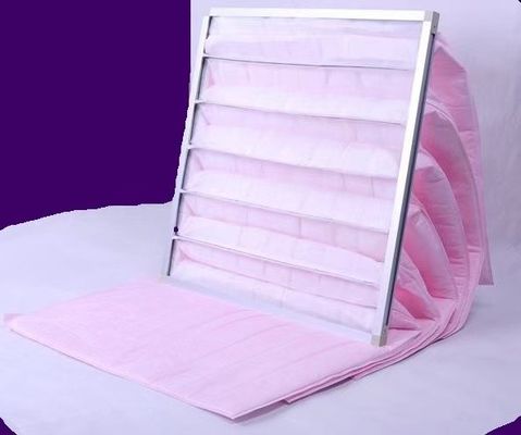 Melt Blown Tổng hợp Bộ lọc máy lọc không khí 595mm, Bộ lọc túi F7 Màu vàng