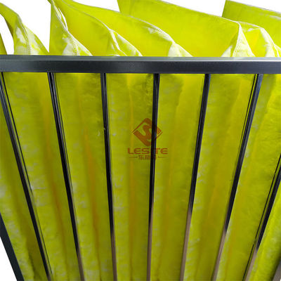 Melt Blown Tổng hợp Bộ lọc máy lọc không khí 595mm, Bộ lọc túi F7 Màu vàng