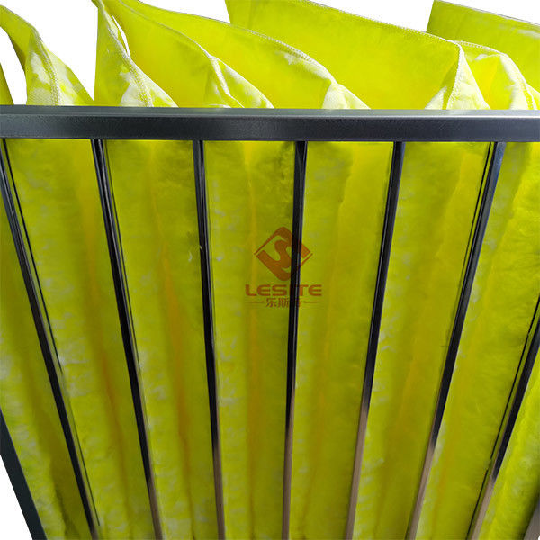 Melt Blown Tổng hợp Bộ lọc máy lọc không khí 595mm, Bộ lọc túi F7 Màu vàng